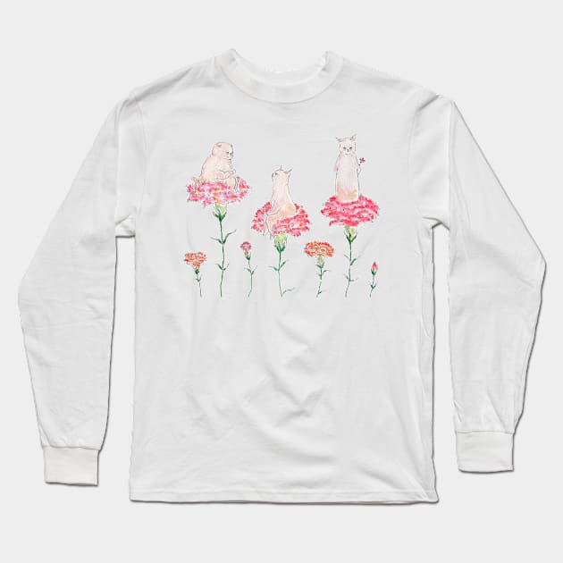 Flower Kittens Long Sleeve T-Shirt by TOCOROCOMUGI